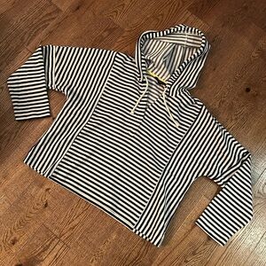 Jane and Delancey Black and White Striped Hoodie